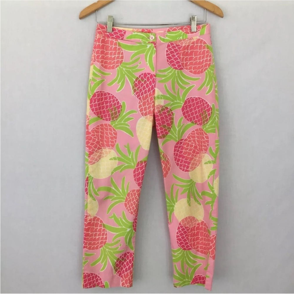 Vintage Lilly Pulitzer Pants Pink Pineapple Print Pants